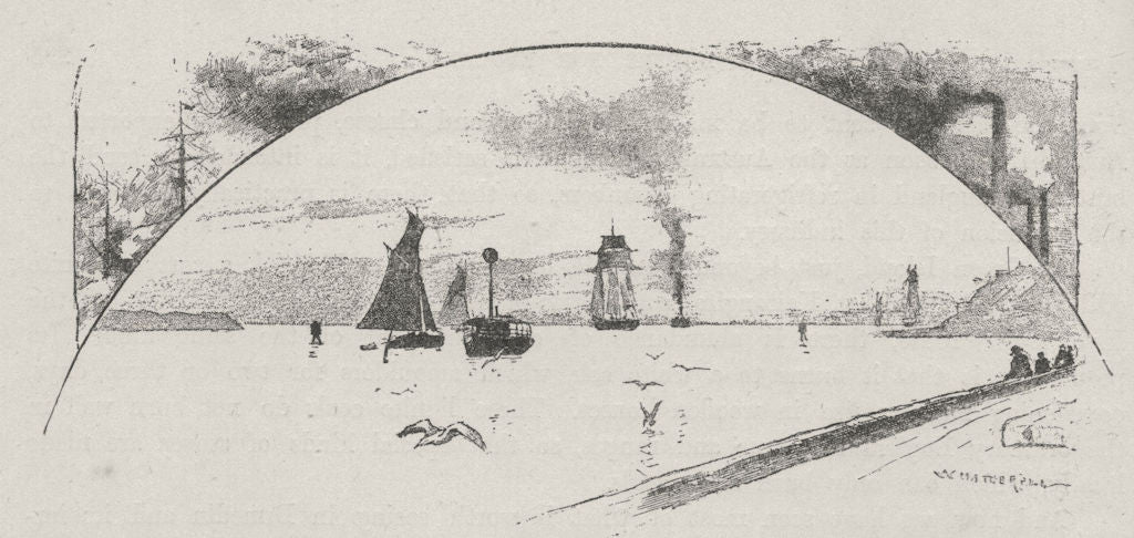 Colliers leaving Newcastle Harbour. The Hunter Valley. Australia 1890 print